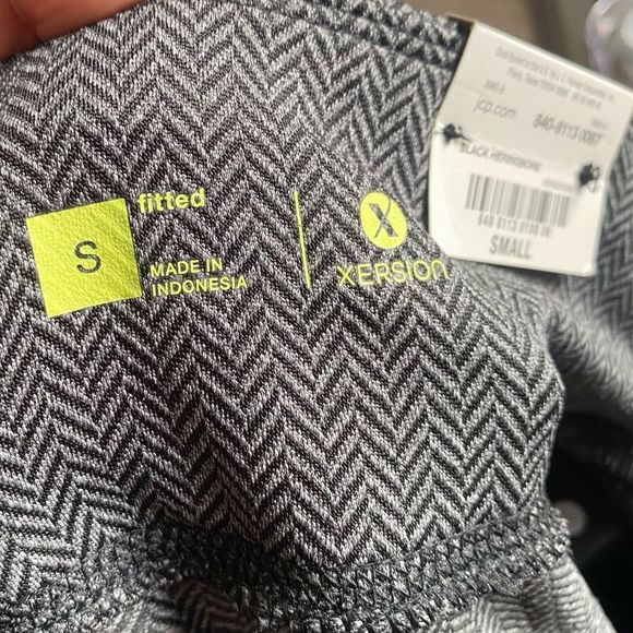 NWT XERSION Black Gray Herringbone Moto Style Side Faux Leather Leggings - Picture 9 of 11